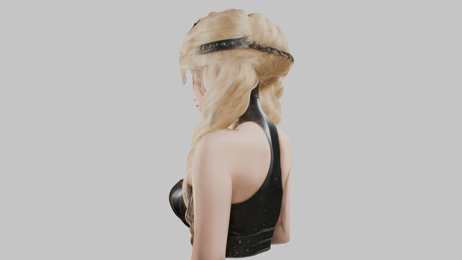 4-in-1 Gothic Anime Female Bust Collection High-Poly 3D model_5