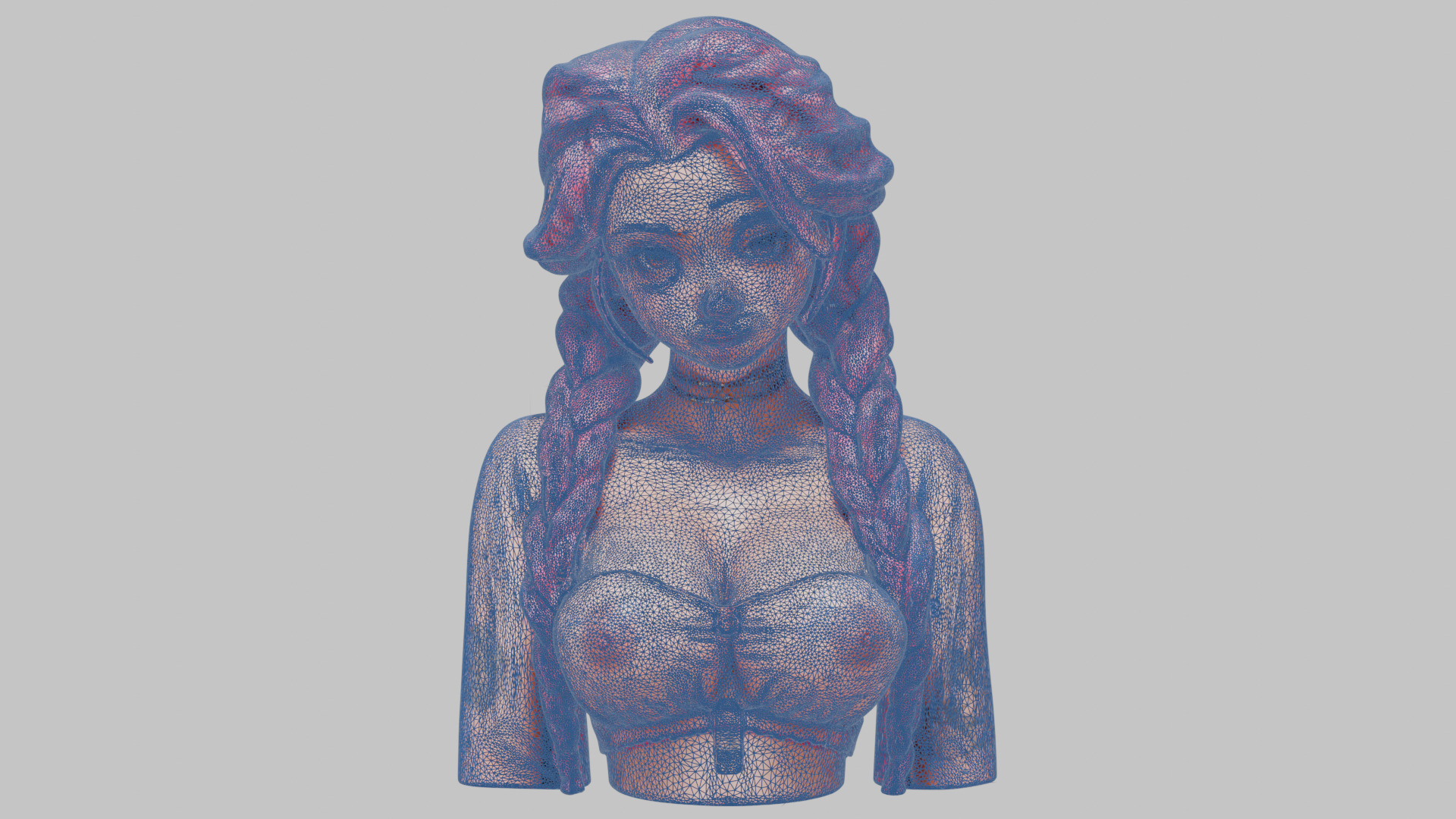 4-in-1 Gothic Anime Female Bust Collection High-Poly 3D model_31