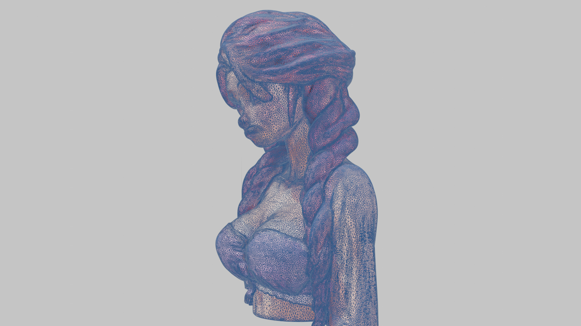 4-in-1 Gothic Anime Female Bust Collection High-Poly 3D model_30