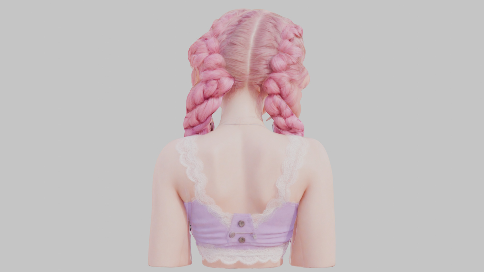 4-in-1 Gothic Anime Female Bust Collection High-Poly 3D model_15