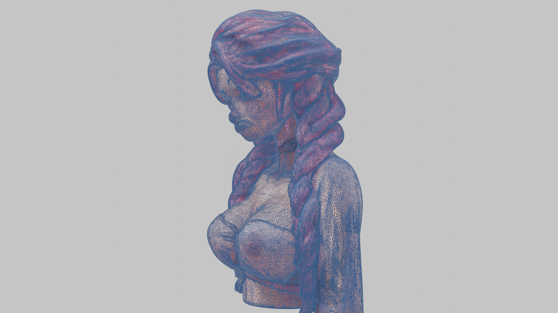 4-in-1 Gothic Anime Female Bust Collection High-Poly 3D model_36