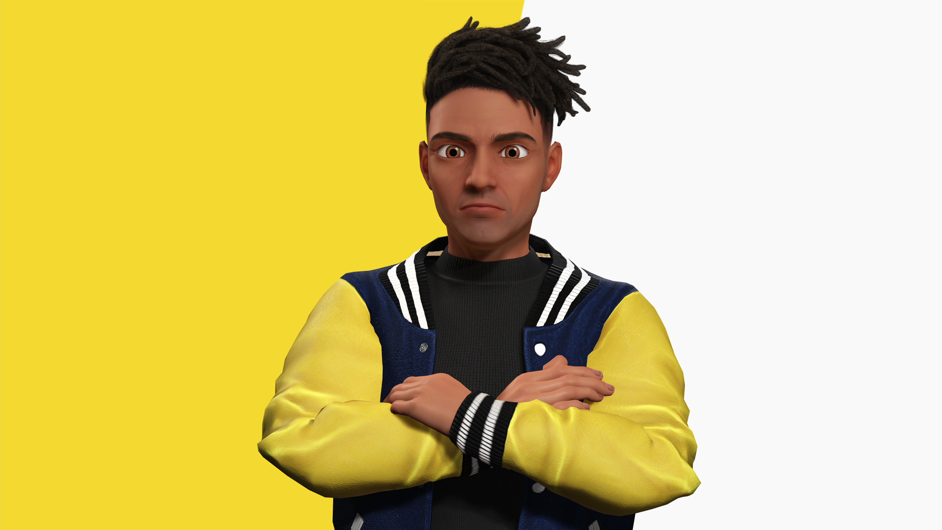 Varsity Jacket Rigged Stylized Toon 3D Male Character Low-poly 3D model_12