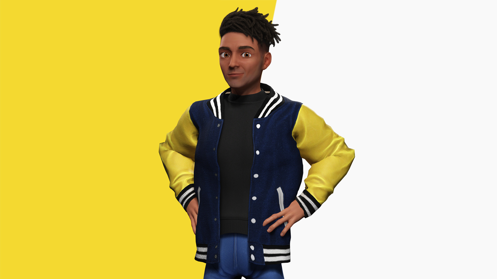 Varsity Jacket Rigged Stylized Toon 3D Male Character Low-poly 3D model_7