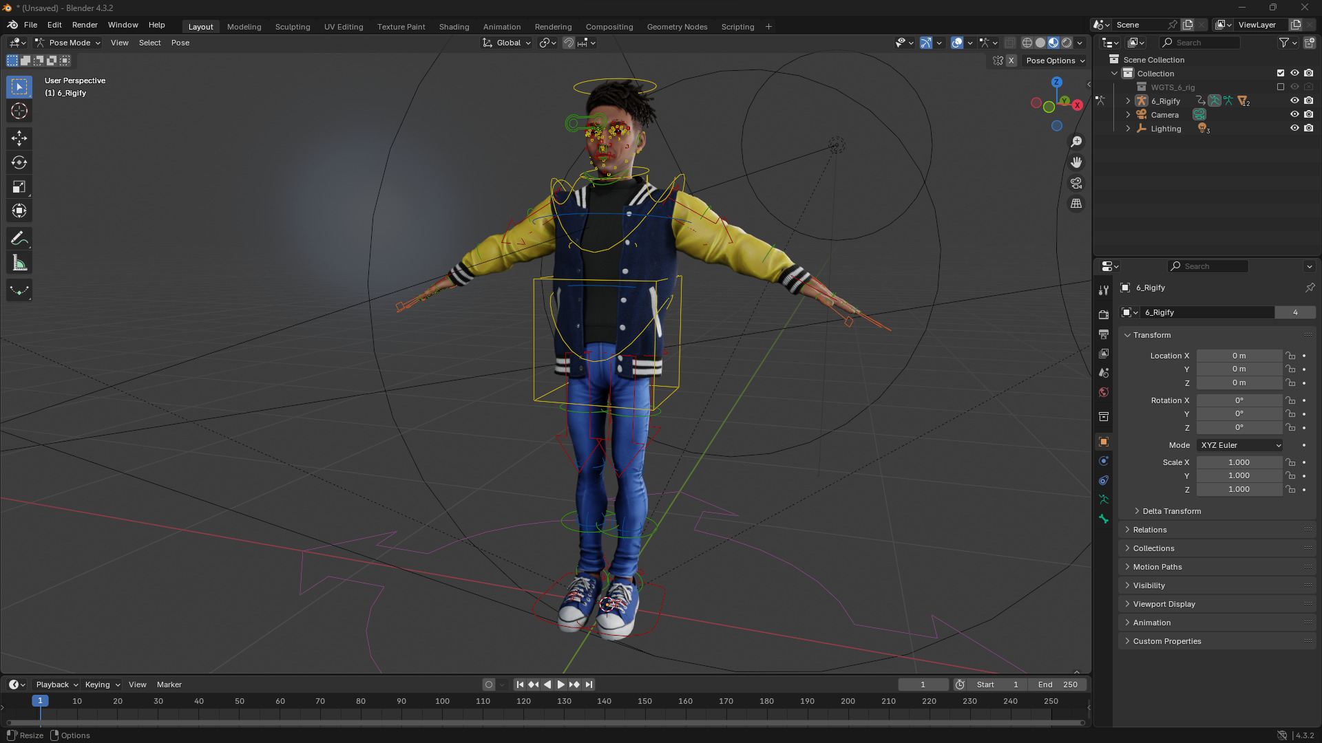 Varsity Jacket Rigged Stylized Toon 3D Male Character Low-poly 3D model_16