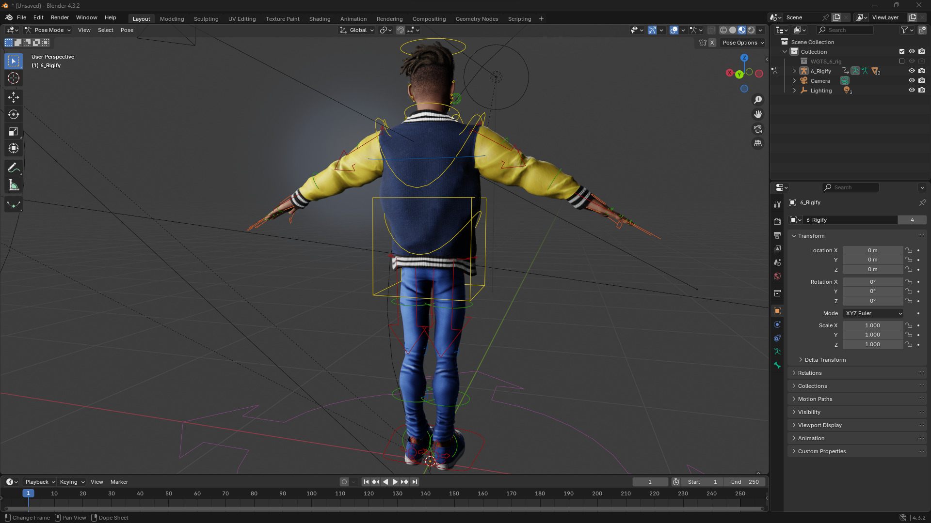 Varsity Jacket Rigged Stylized Toon 3D Male Character Low-poly 3D model_17