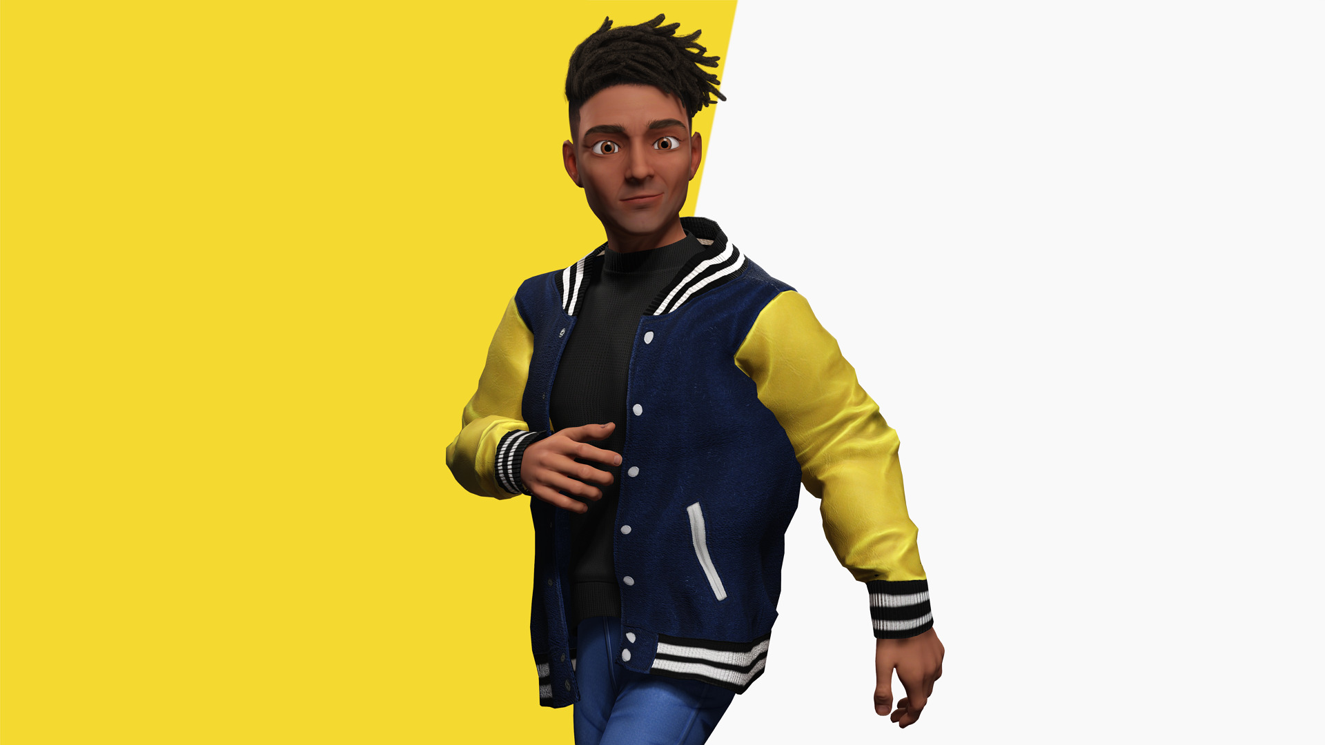 Varsity Jacket Rigged Stylized Toon 3D Male Character Low-poly 3D model_13