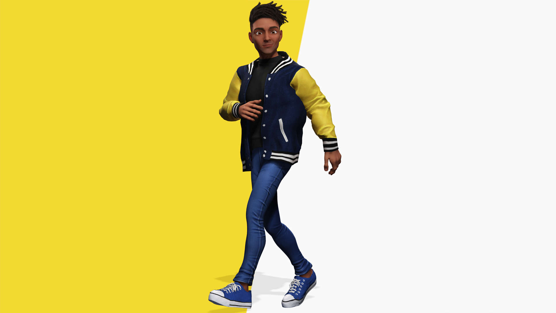 Varsity Jacket Rigged Stylized Toon 3D Male Character Low-poly 3D model_1