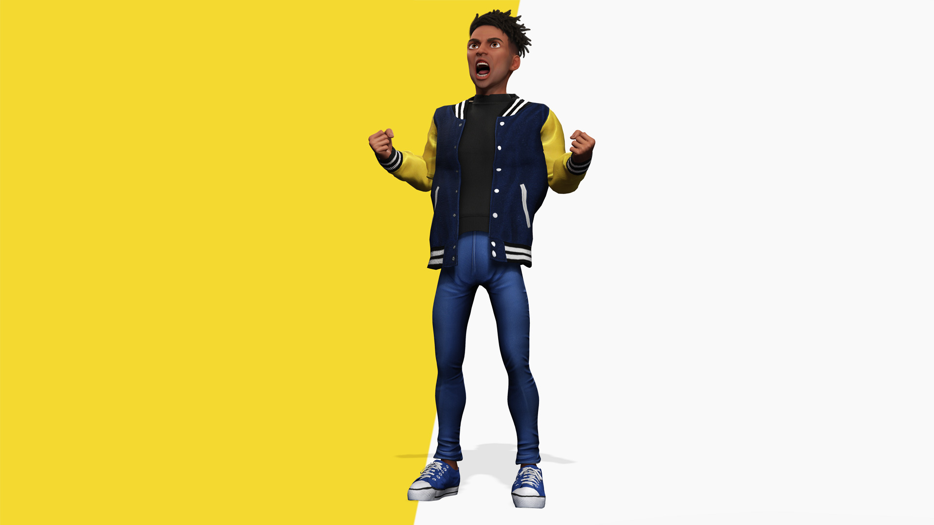 Varsity Jacket Rigged Stylized Toon 3D Male Character Low-poly 3D model_8