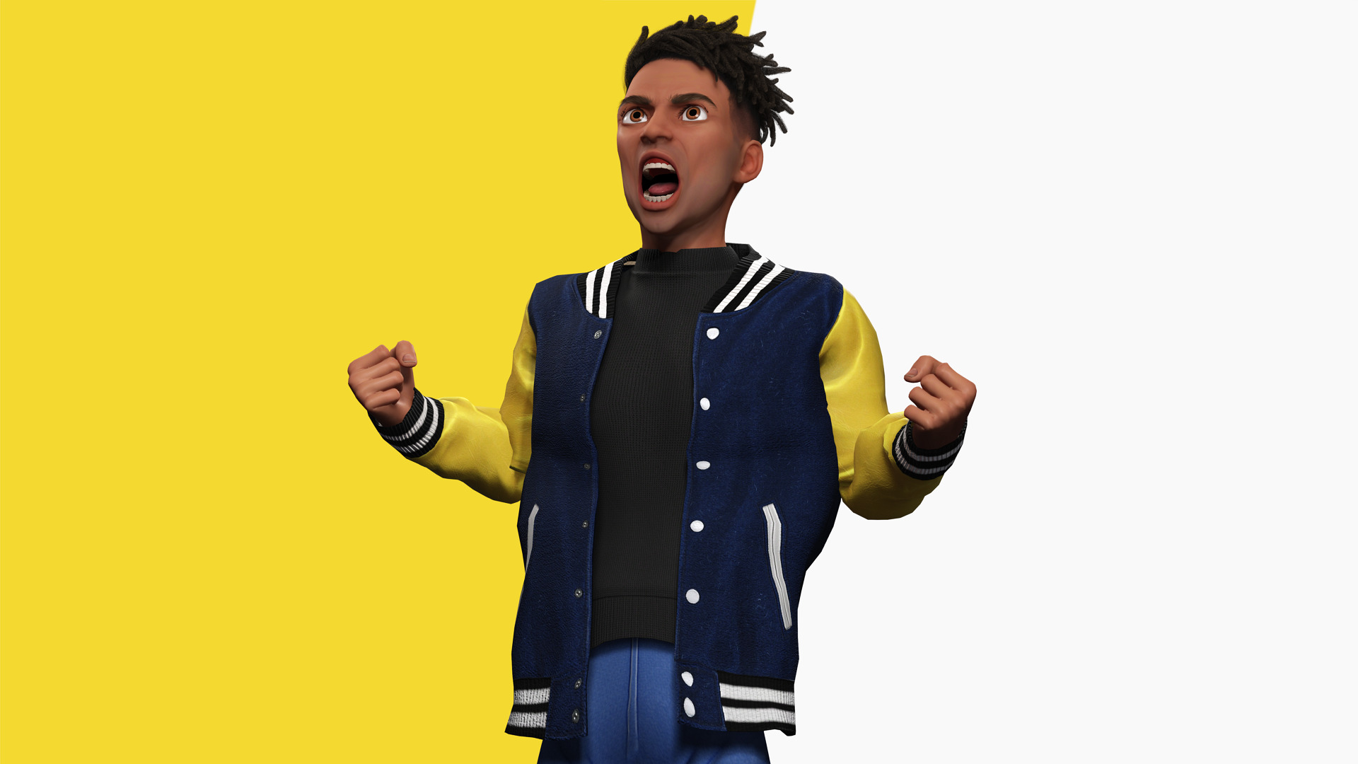 Varsity Jacket Rigged Stylized Toon 3D Male Character Low-poly 3D model_11
