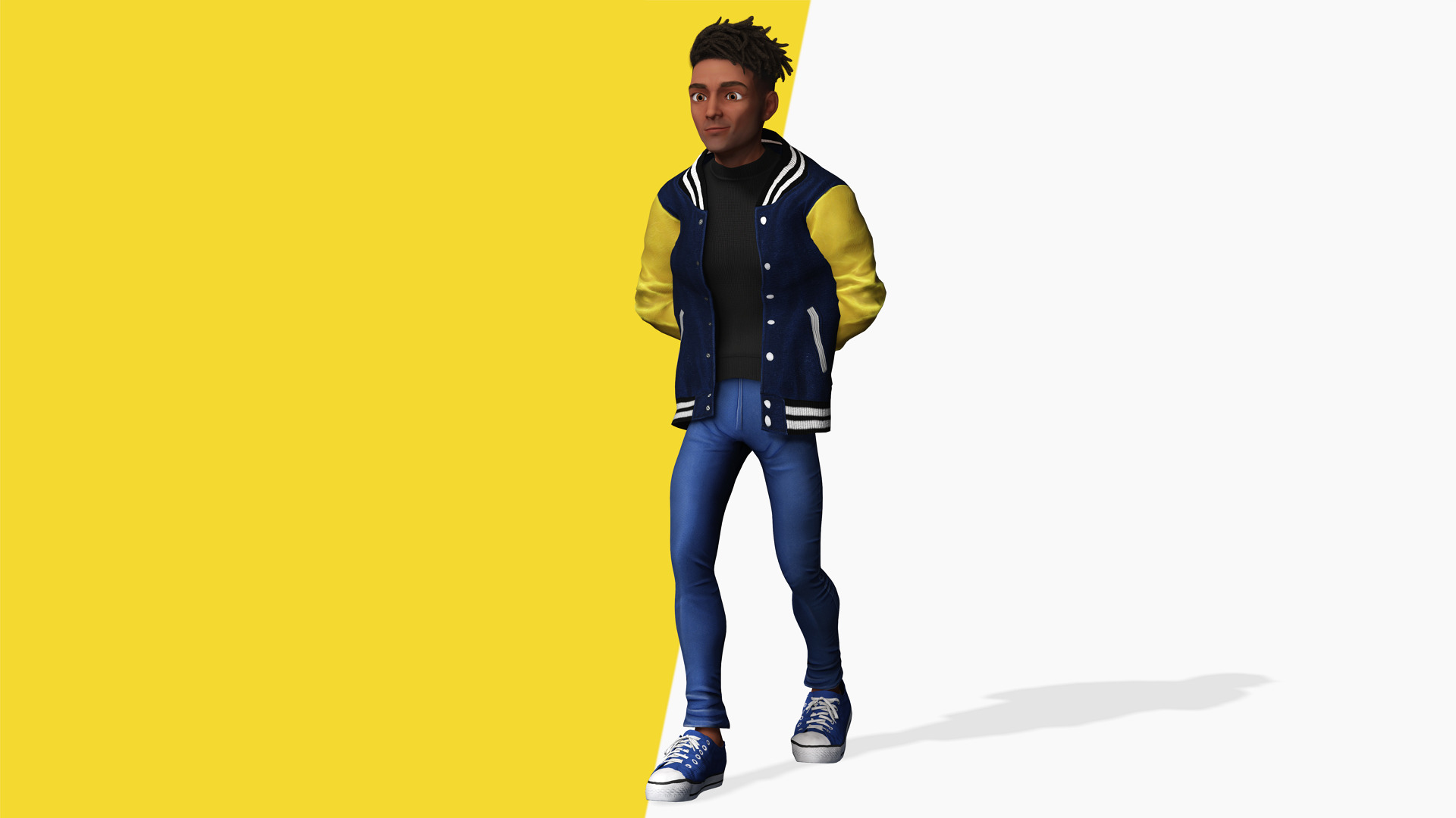 Varsity Jacket Rigged Stylized Toon 3D Male Character Low-poly 3D model_10