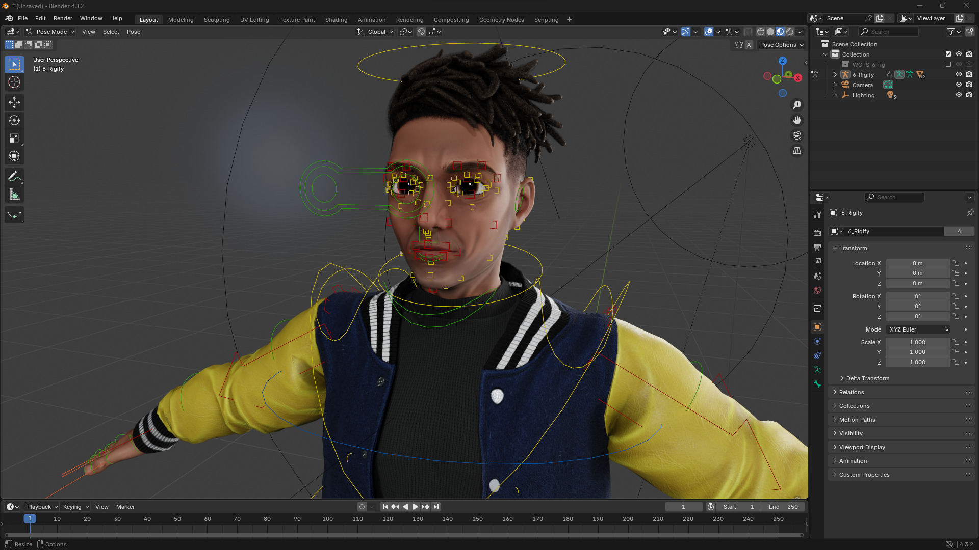 Varsity Jacket Rigged Stylized Toon 3D Male Character Low-poly 3D model_15