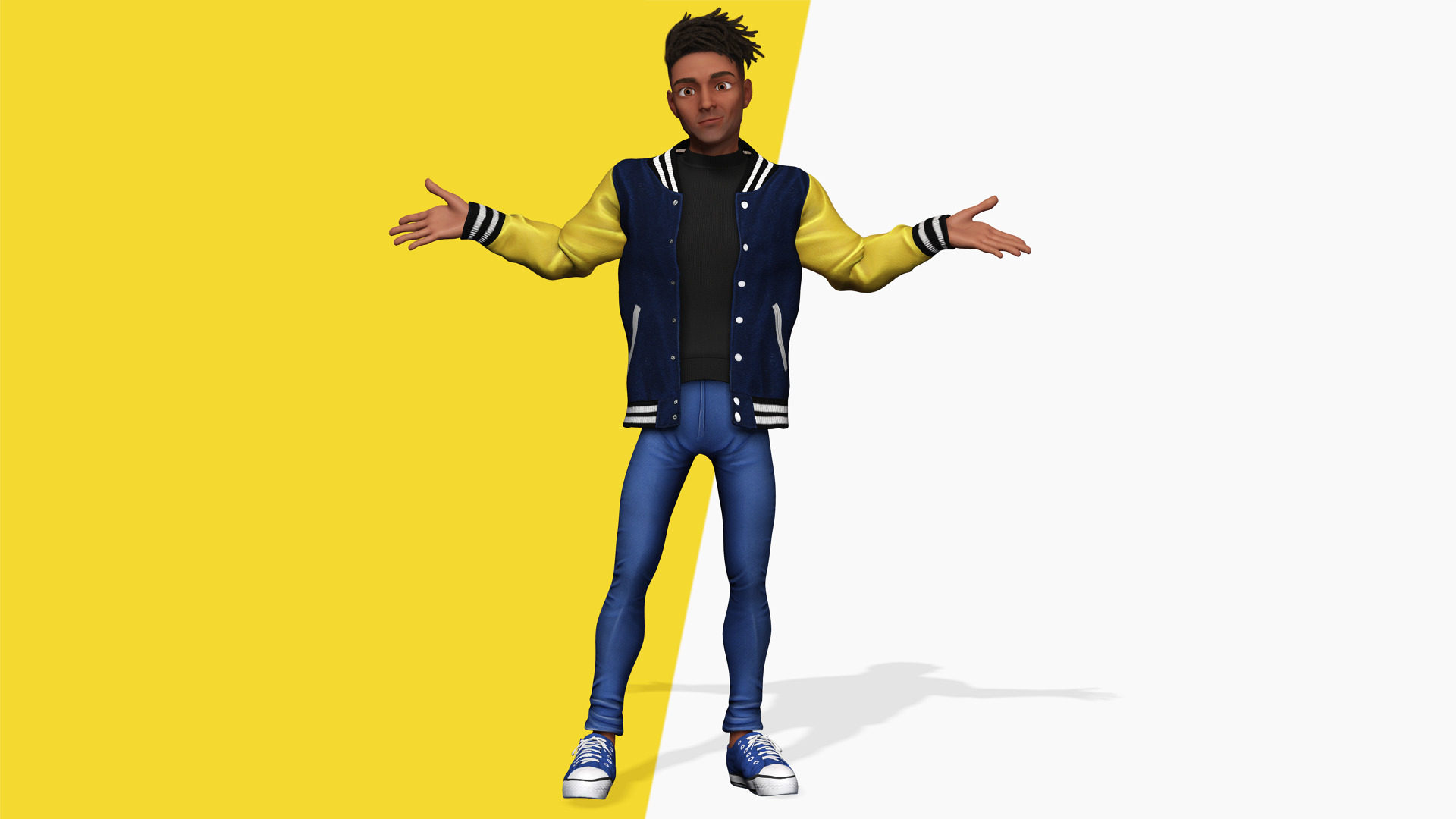 Varsity Jacket Rigged Stylized Toon 3D Male Character Low-poly 3D model_2