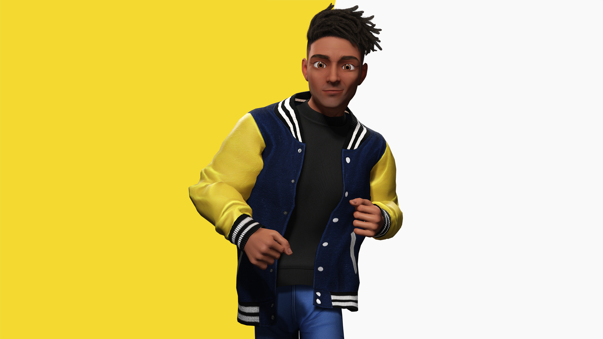 Varsity Jacket Rigged Stylized Toon 3D Male Character Low-poly 3D model_5