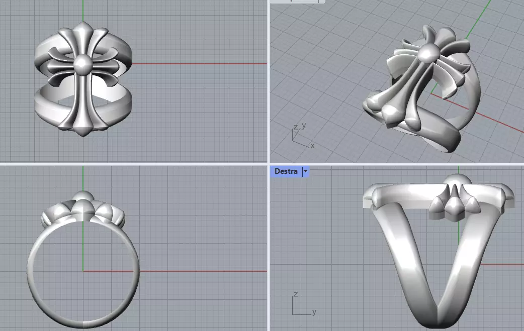 Chrome hearts ring cross anello croce mis 15 3D print model