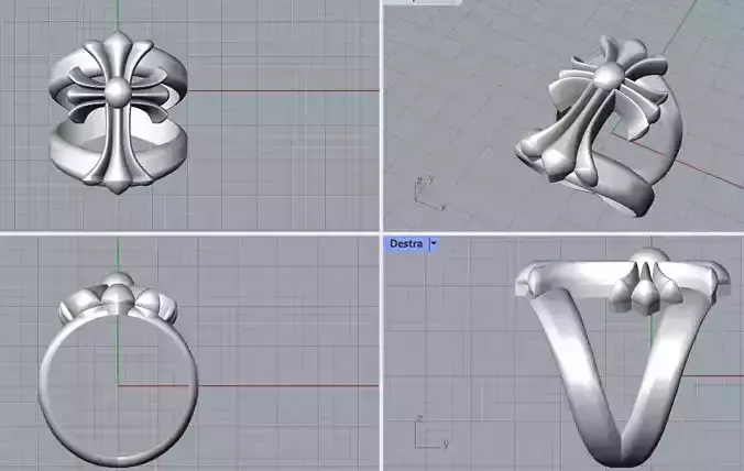 Chrome hearts ring  cross anello croce mis 15 3D print model
