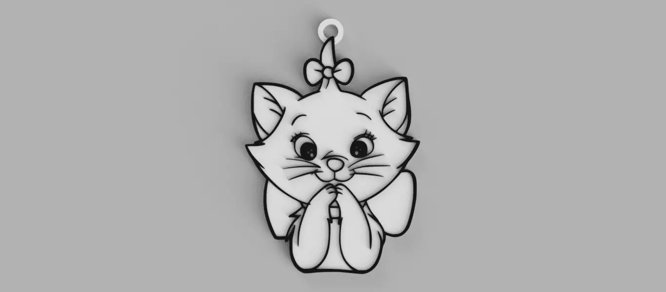 Cat Kitten in Love Cat keychain - pendant - pendant - earring 3D print model