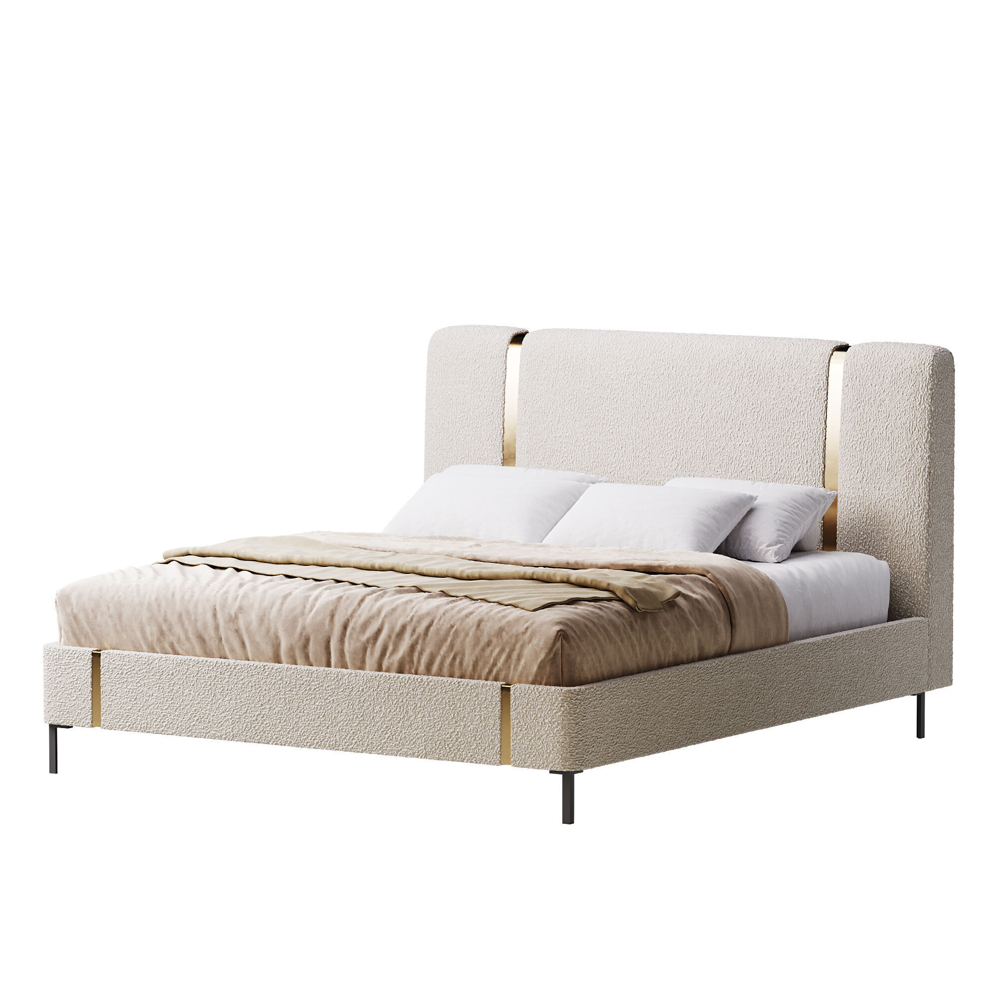 Solid Color Sponge Rectangle Natural Pallet Bed 3D model_8