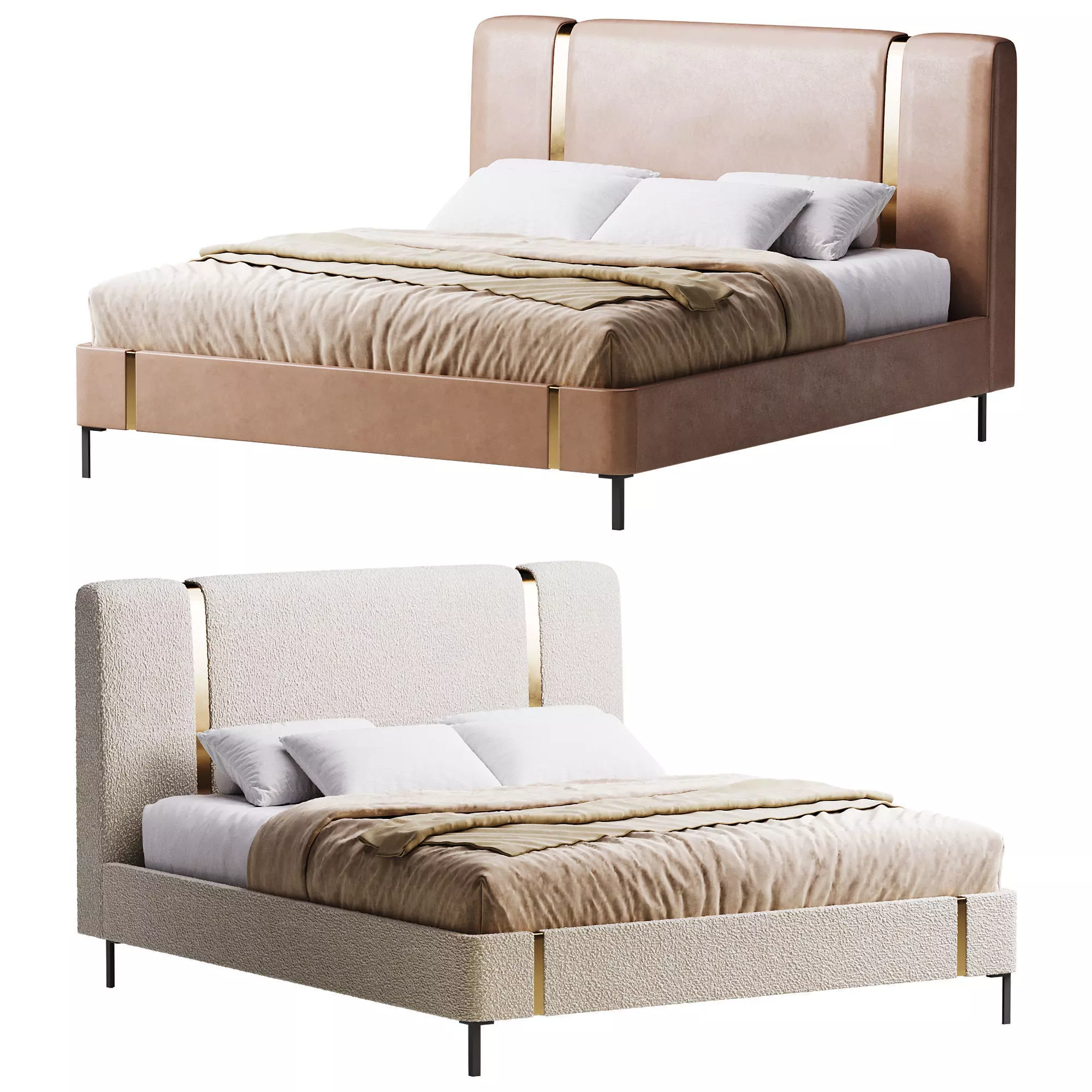 Solid Color Sponge Rectangle Natural Pallet Bed 3D model_0