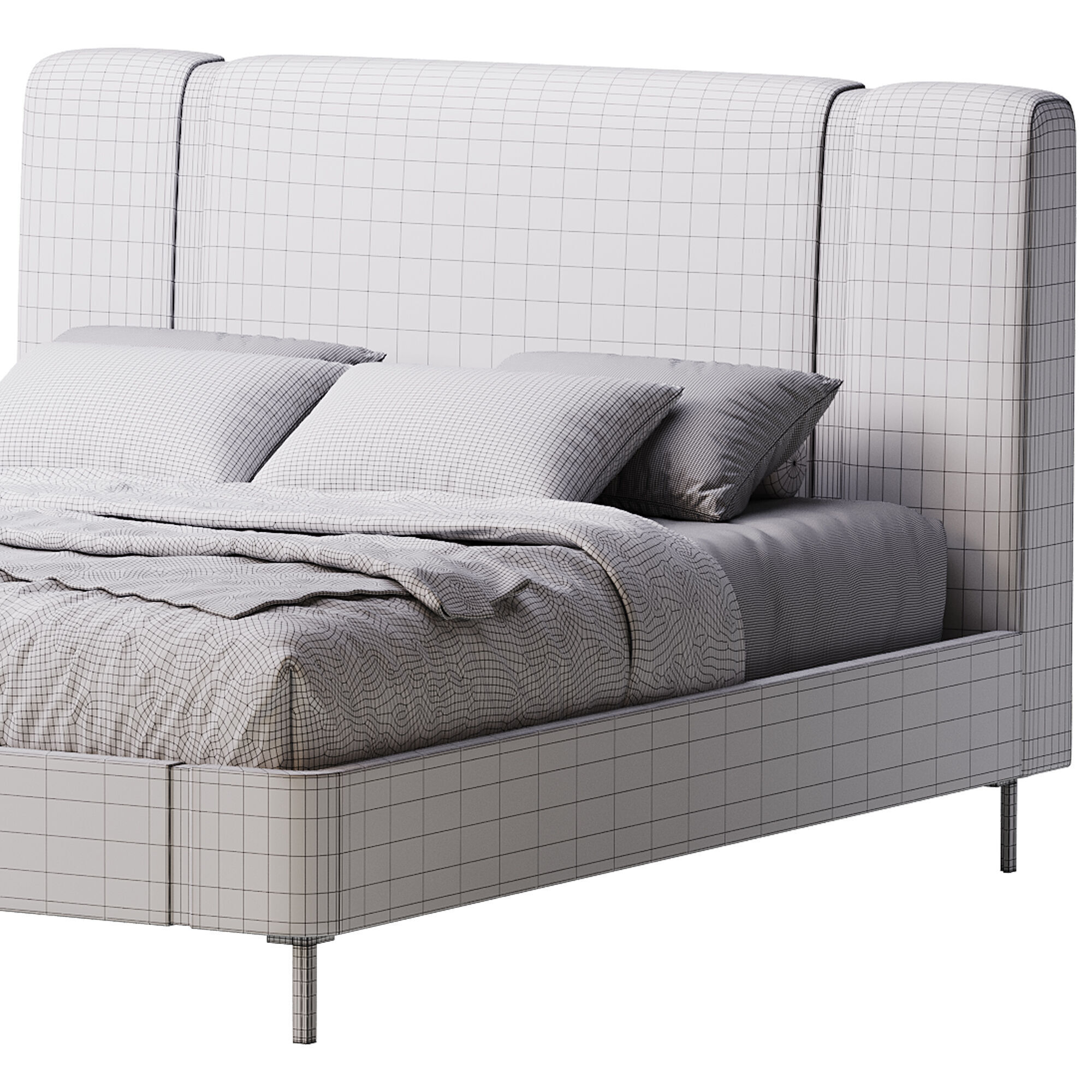 Solid Color Sponge Rectangle Natural Pallet Bed 3D model_14