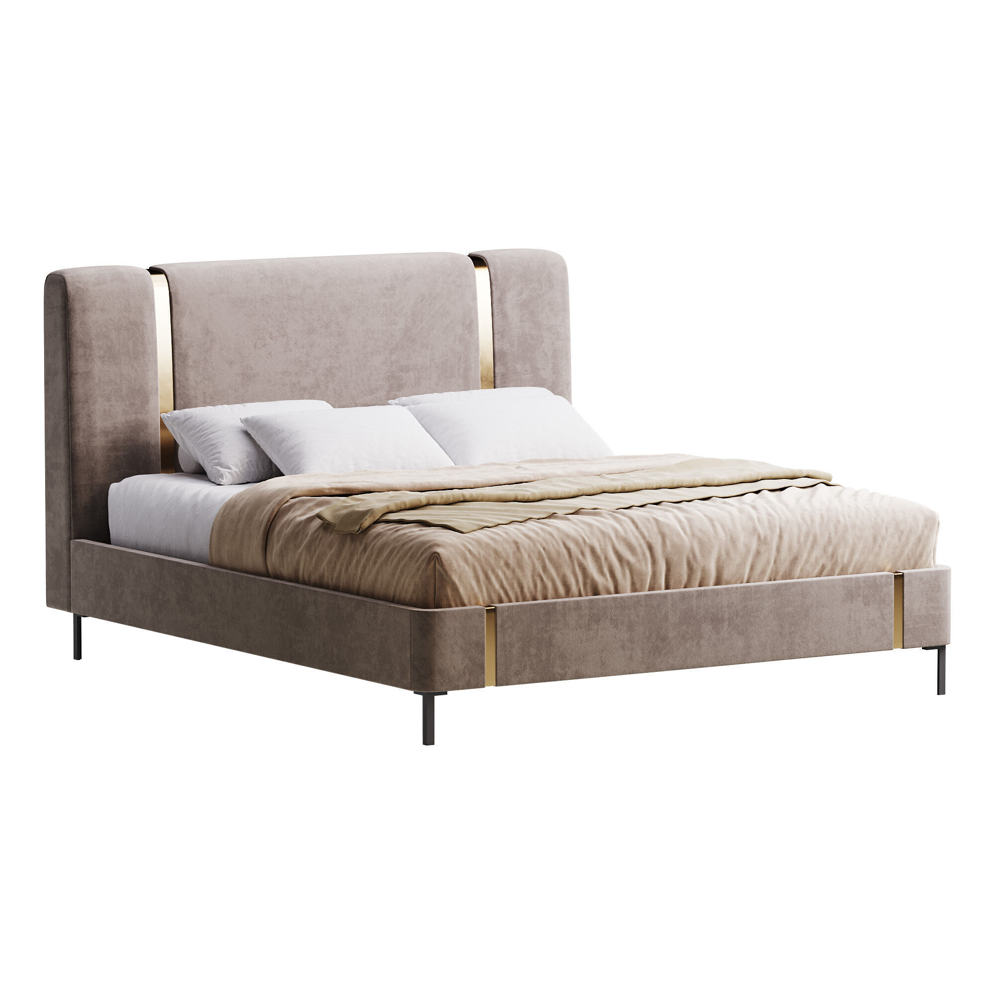 Solid Color Sponge Rectangle Natural Pallet Bed 3D model_3