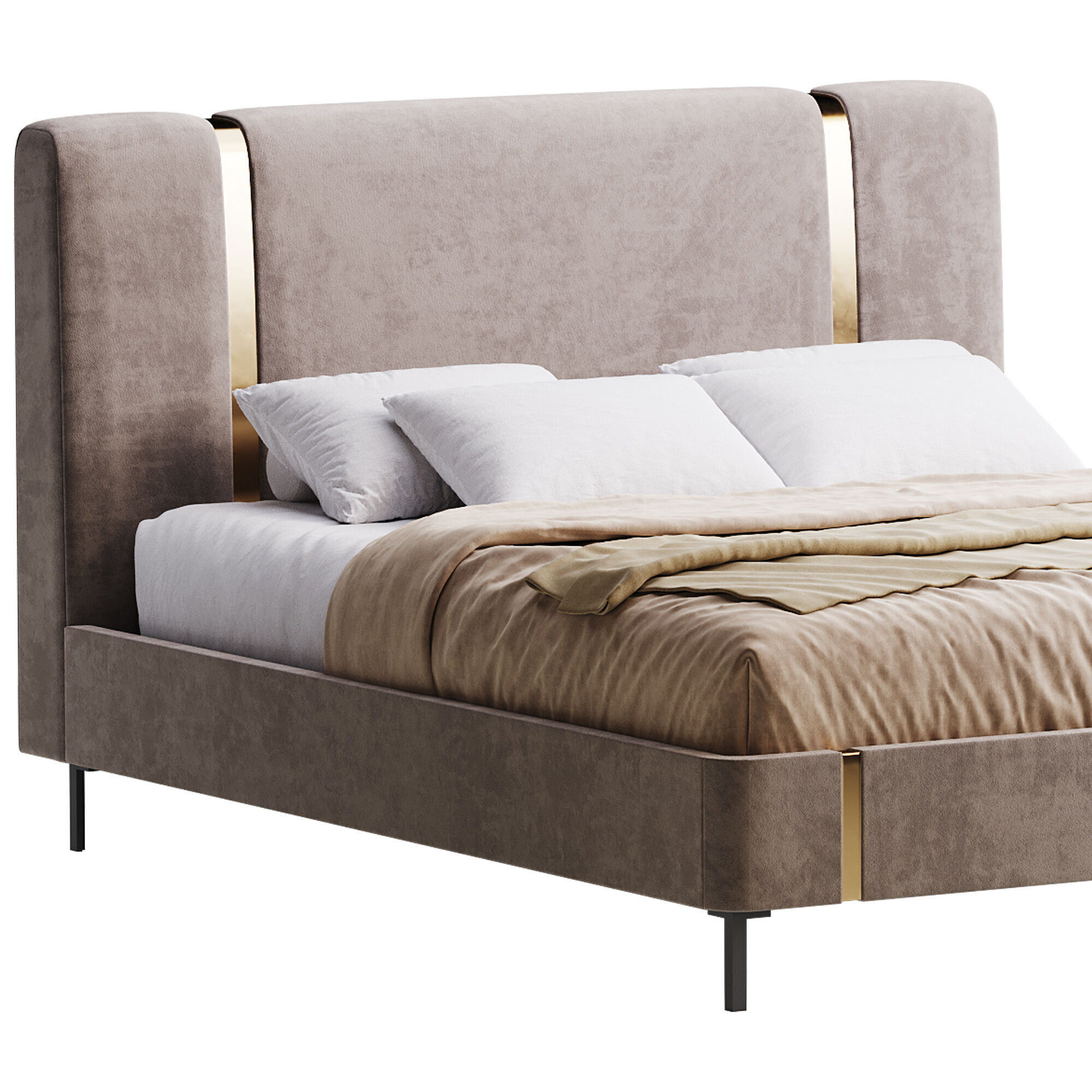 Solid Color Sponge Rectangle Natural Pallet Bed 3D model_11