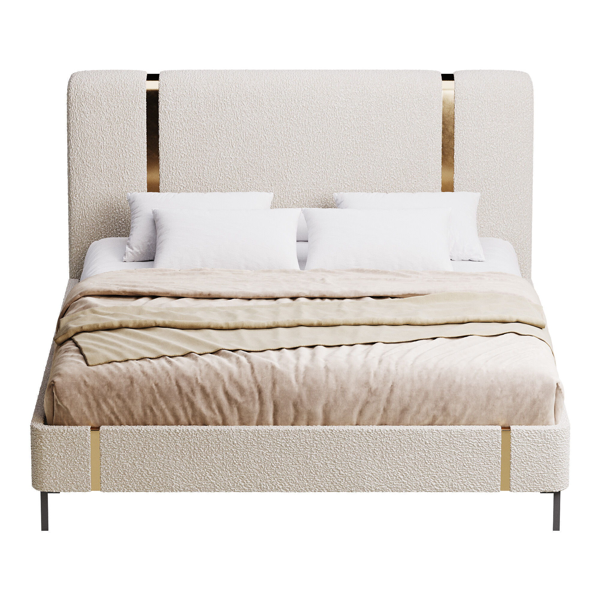 Solid Color Sponge Rectangle Natural Pallet Bed 3D model_7