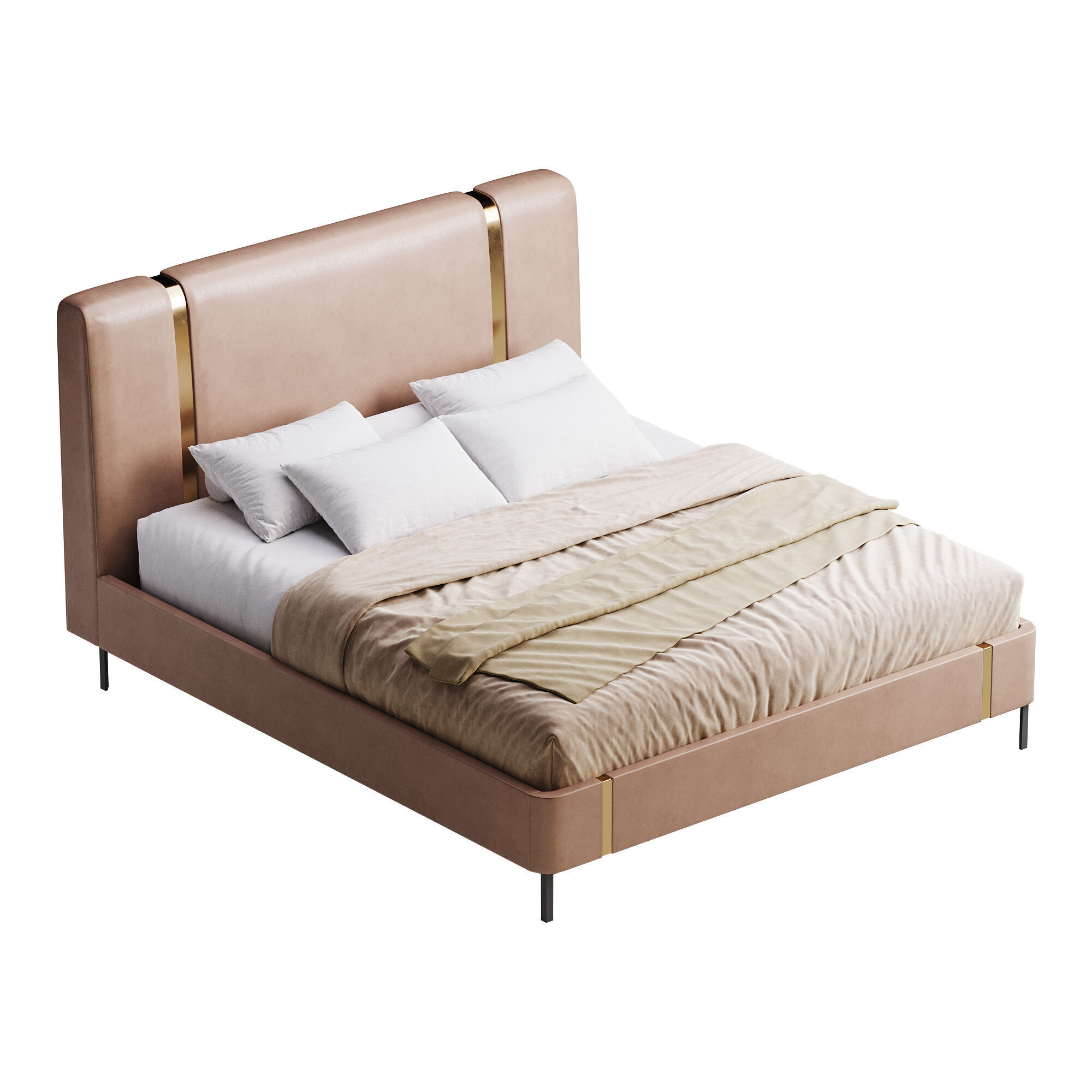 Solid Color Sponge Rectangle Natural Pallet Bed 3D model_2