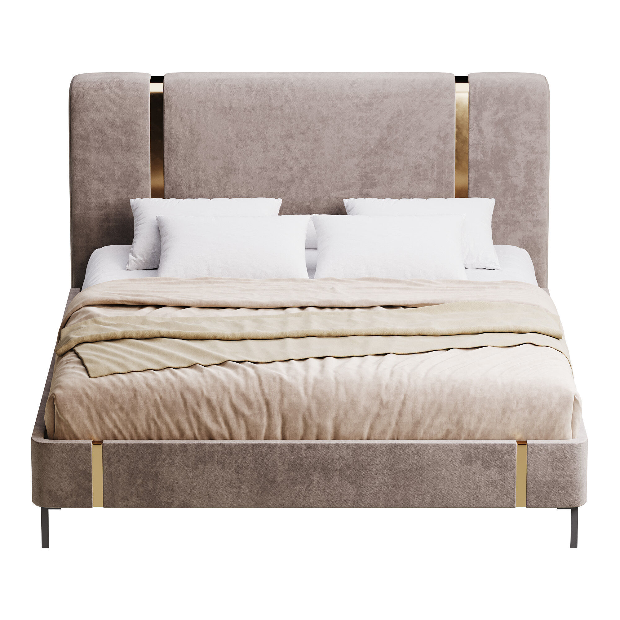 Solid Color Sponge Rectangle Natural Pallet Bed 3D model_5