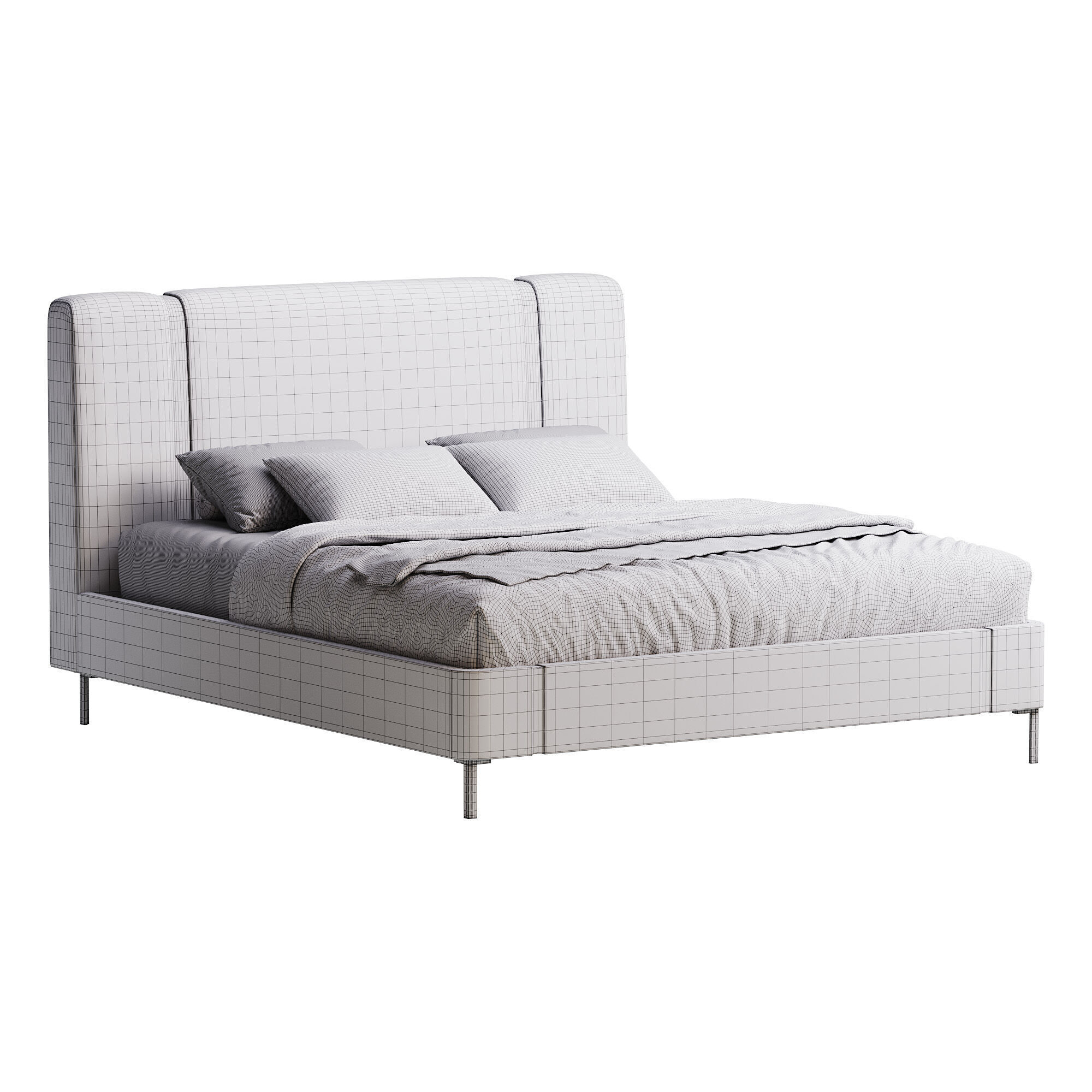 Solid Color Sponge Rectangle Natural Pallet Bed 3D model_13