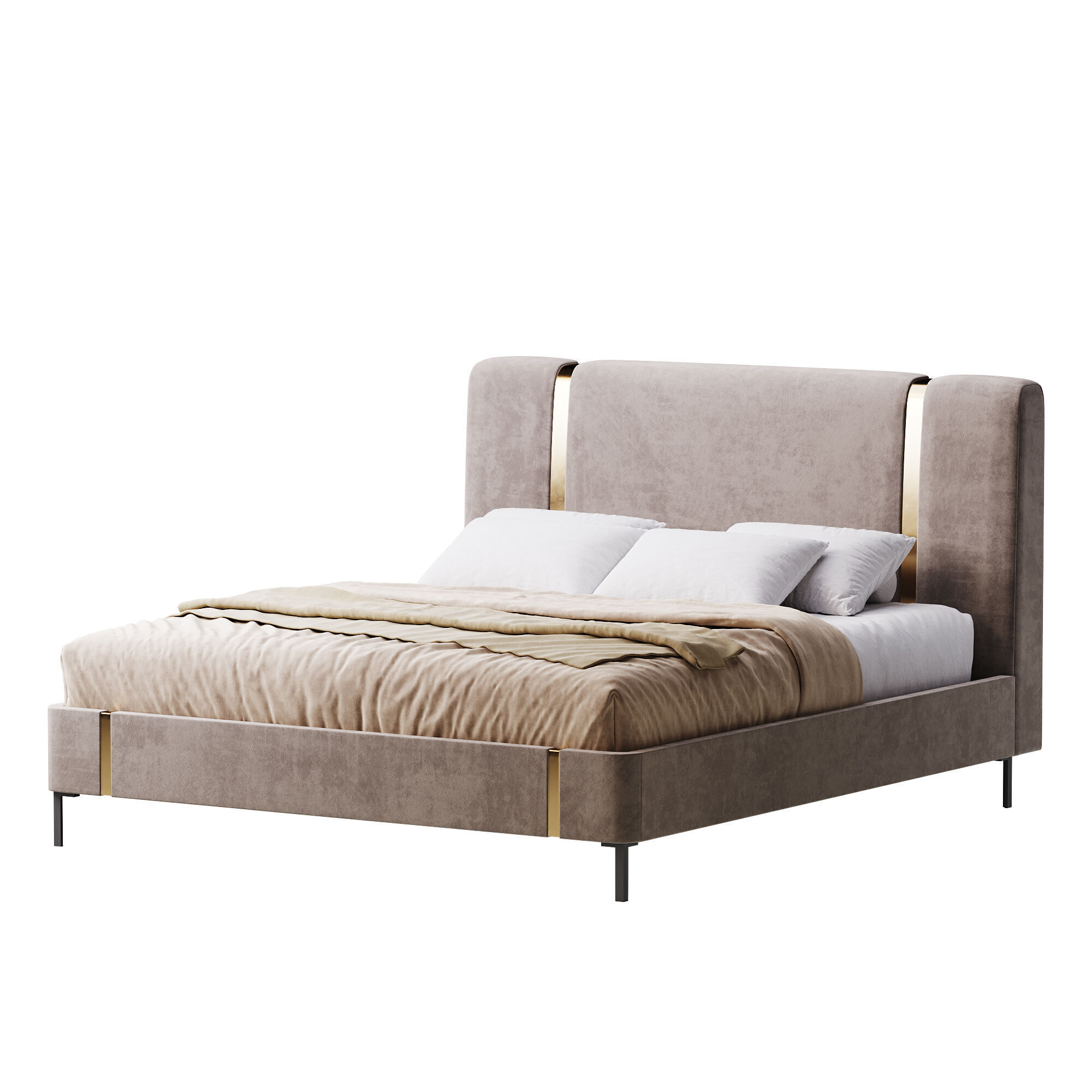 Solid Color Sponge Rectangle Natural Pallet Bed 3D model_12