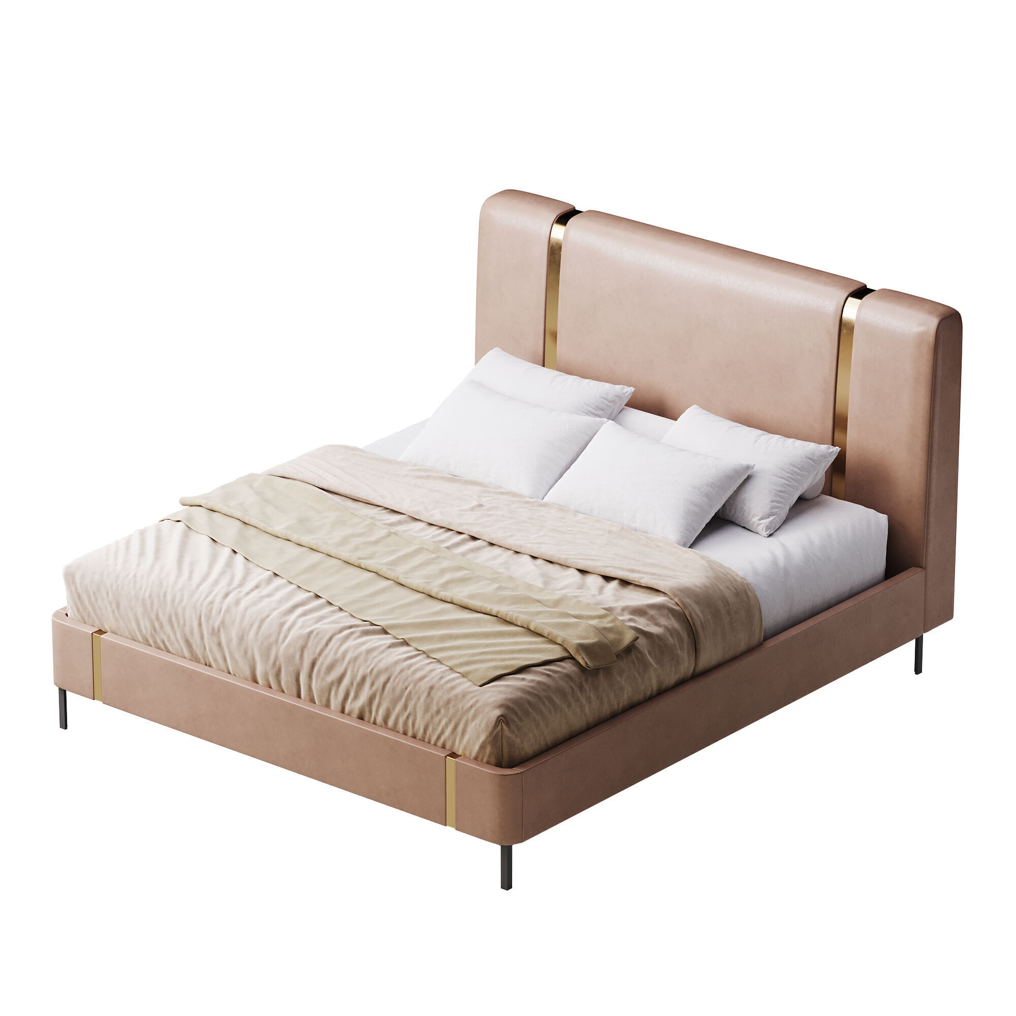 Solid Color Sponge Rectangle Natural Pallet Bed 3D model_10
