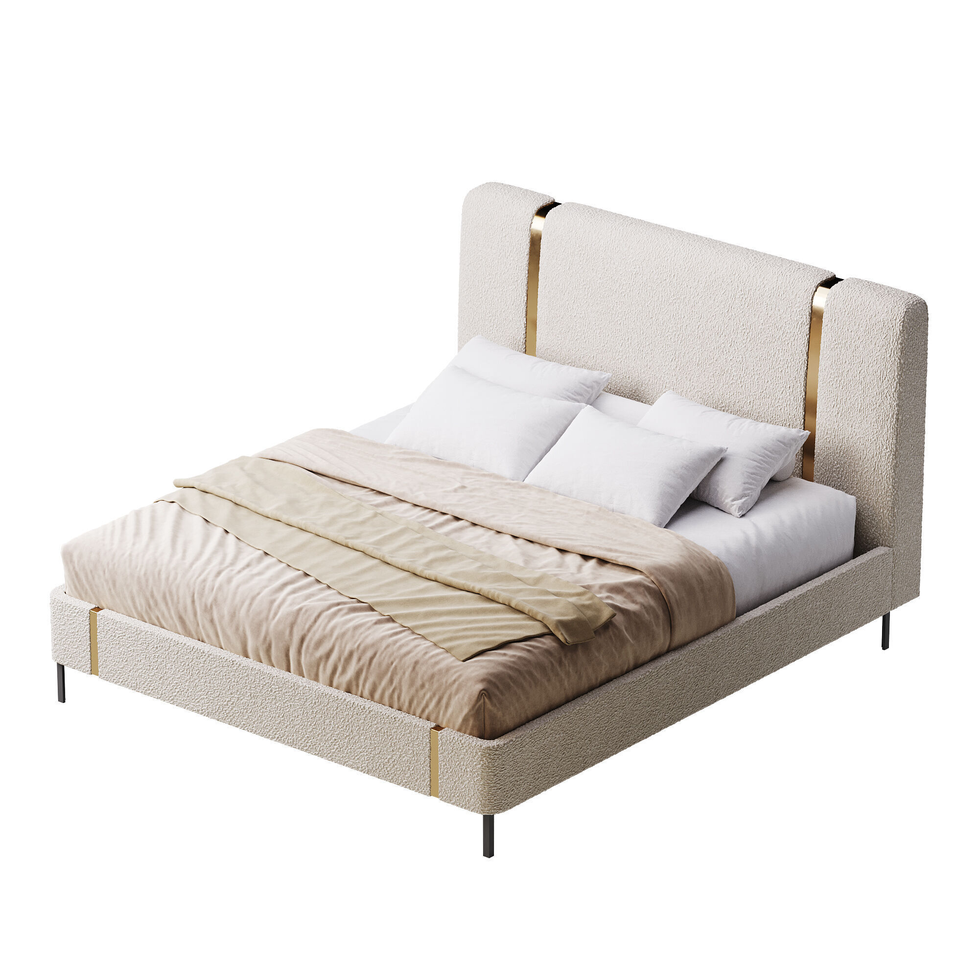 Solid Color Sponge Rectangle Natural Pallet Bed 3D model_9