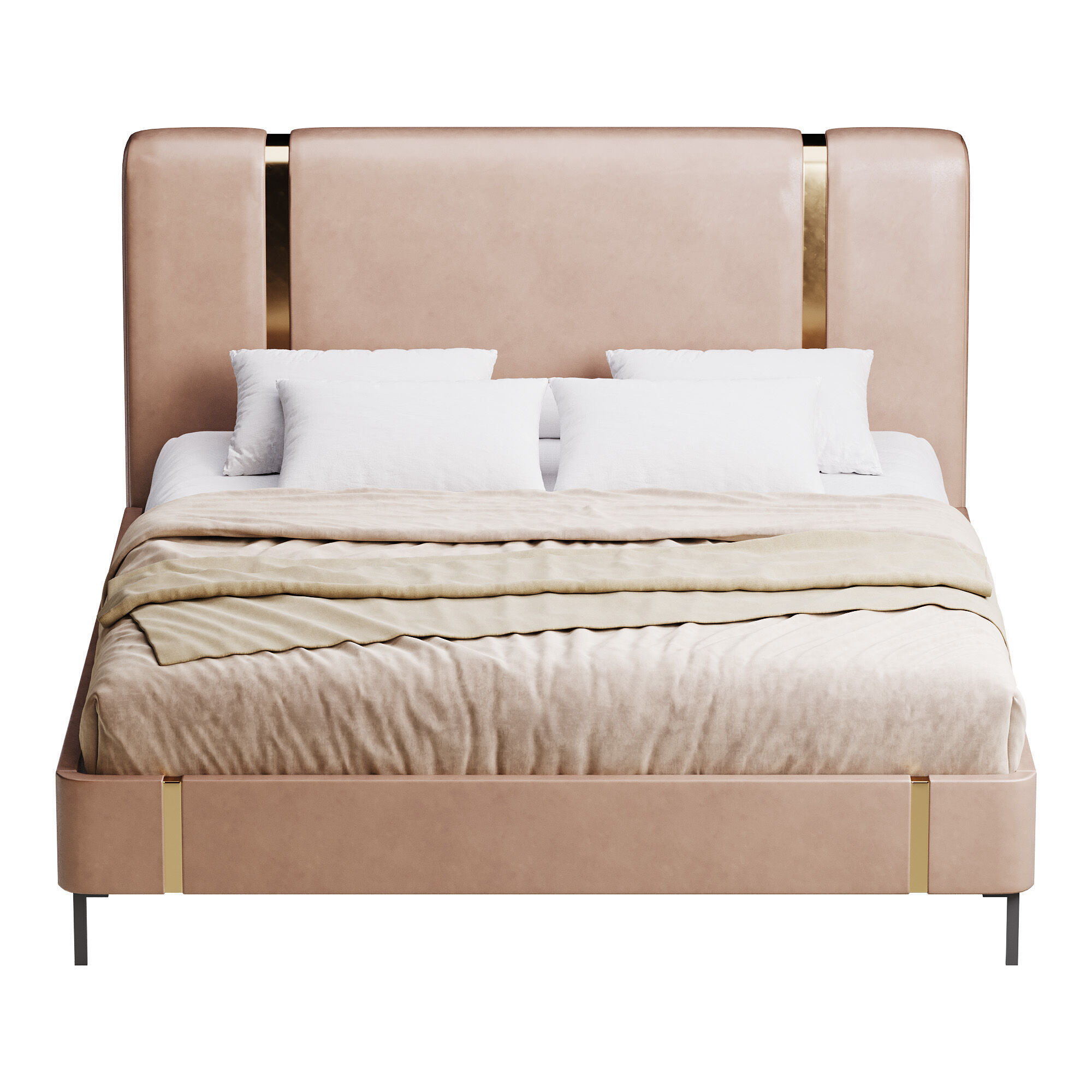 Solid Color Sponge Rectangle Natural Pallet Bed 3D model_4