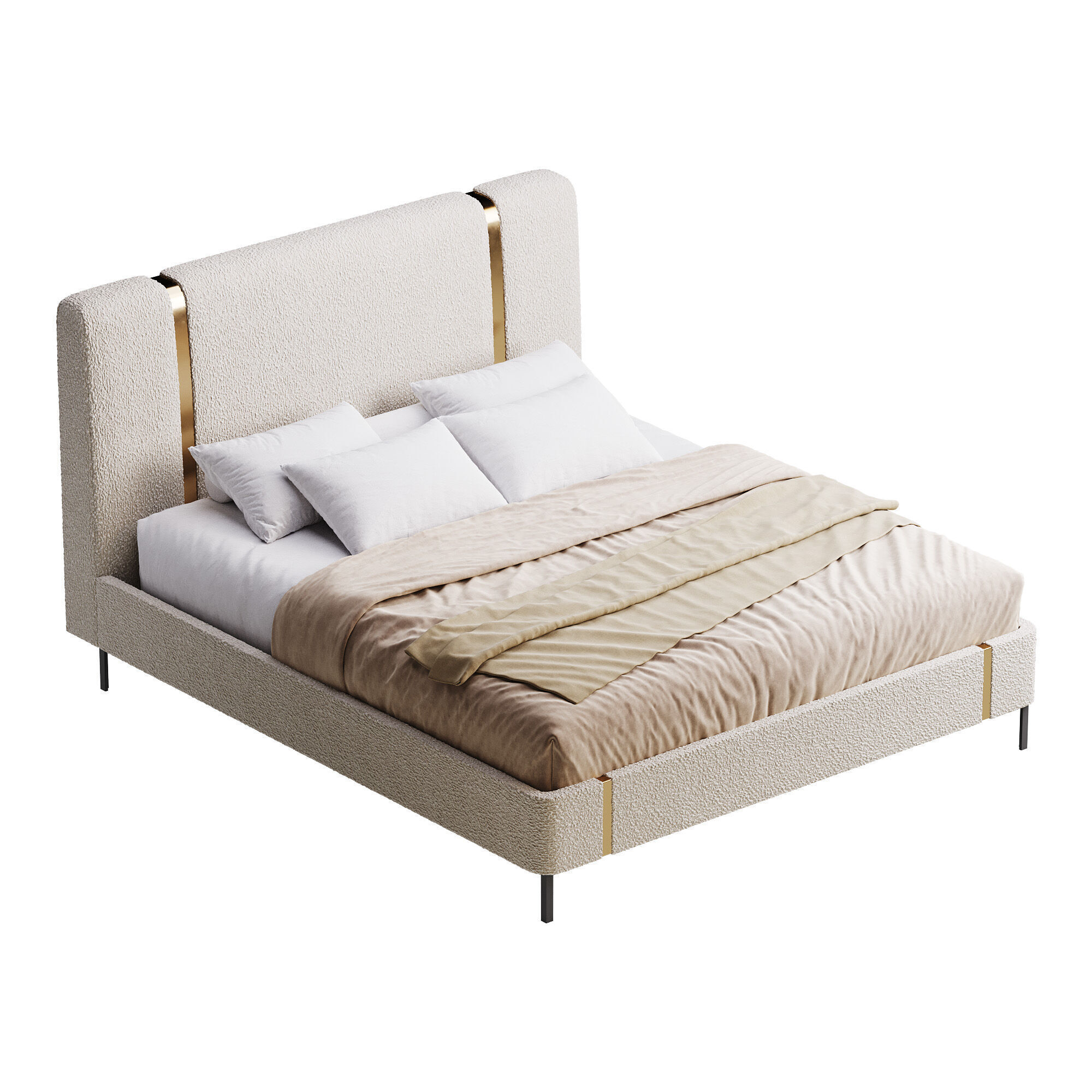 Solid Color Sponge Rectangle Natural Pallet Bed 3D model_1