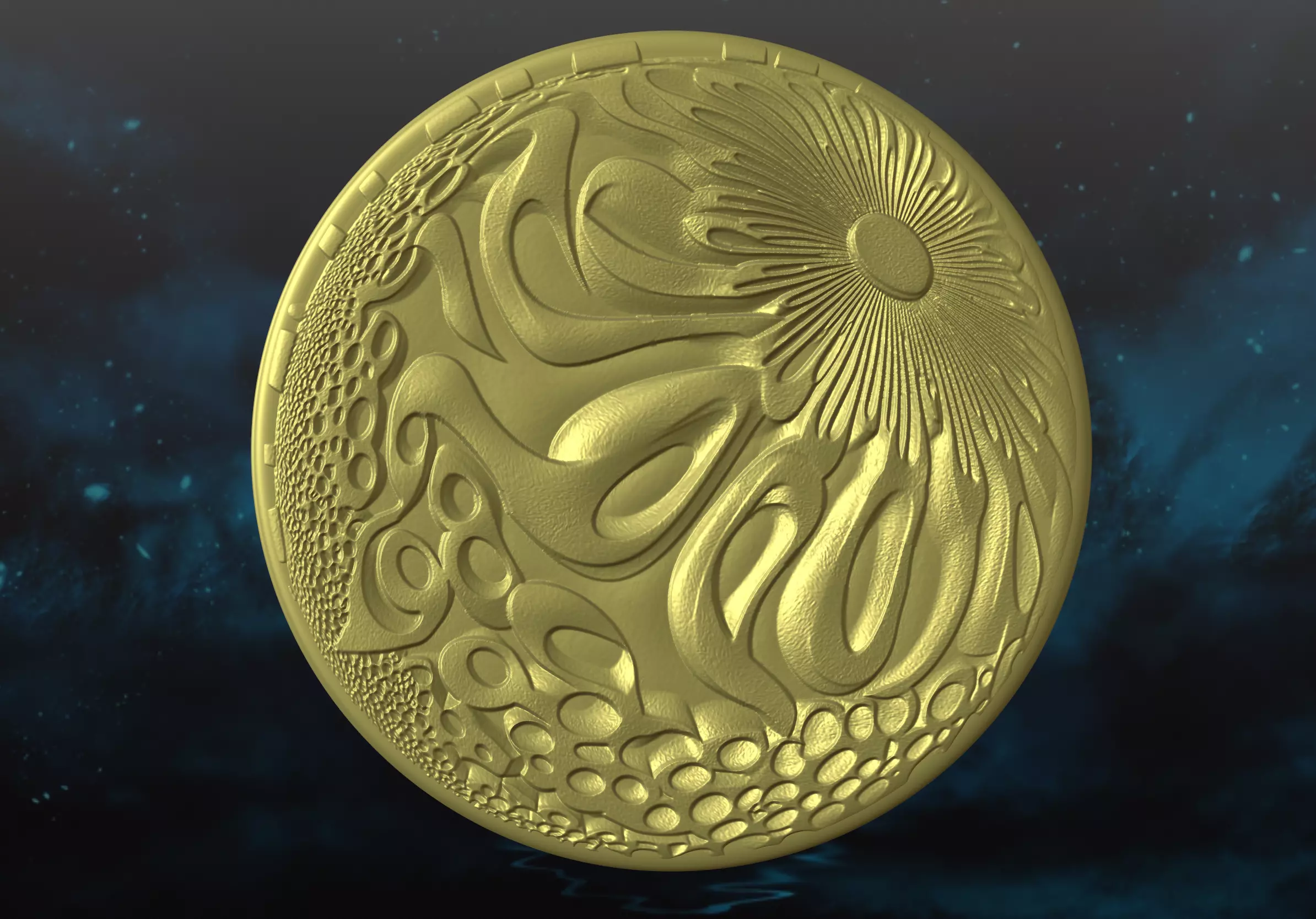 Moon 3D Panel Abstract BasRelief STL Futuristic decor panel 3D print model_0