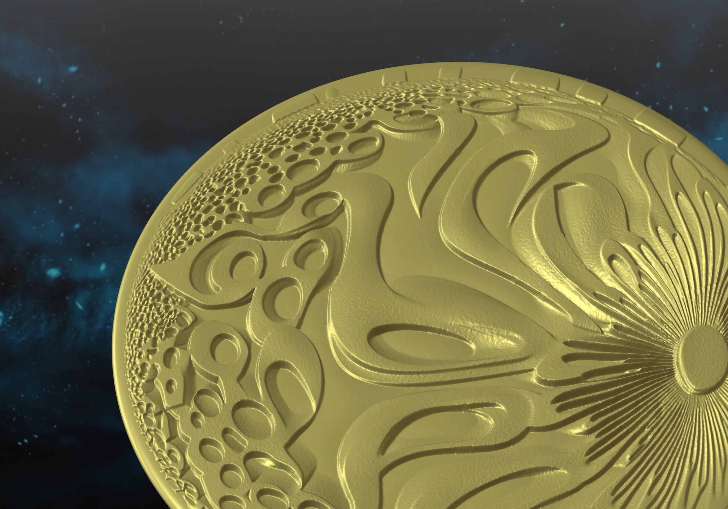 Moon 3D Panel Abstract BasRelief STL Futuristic decor panel 3D print model_4