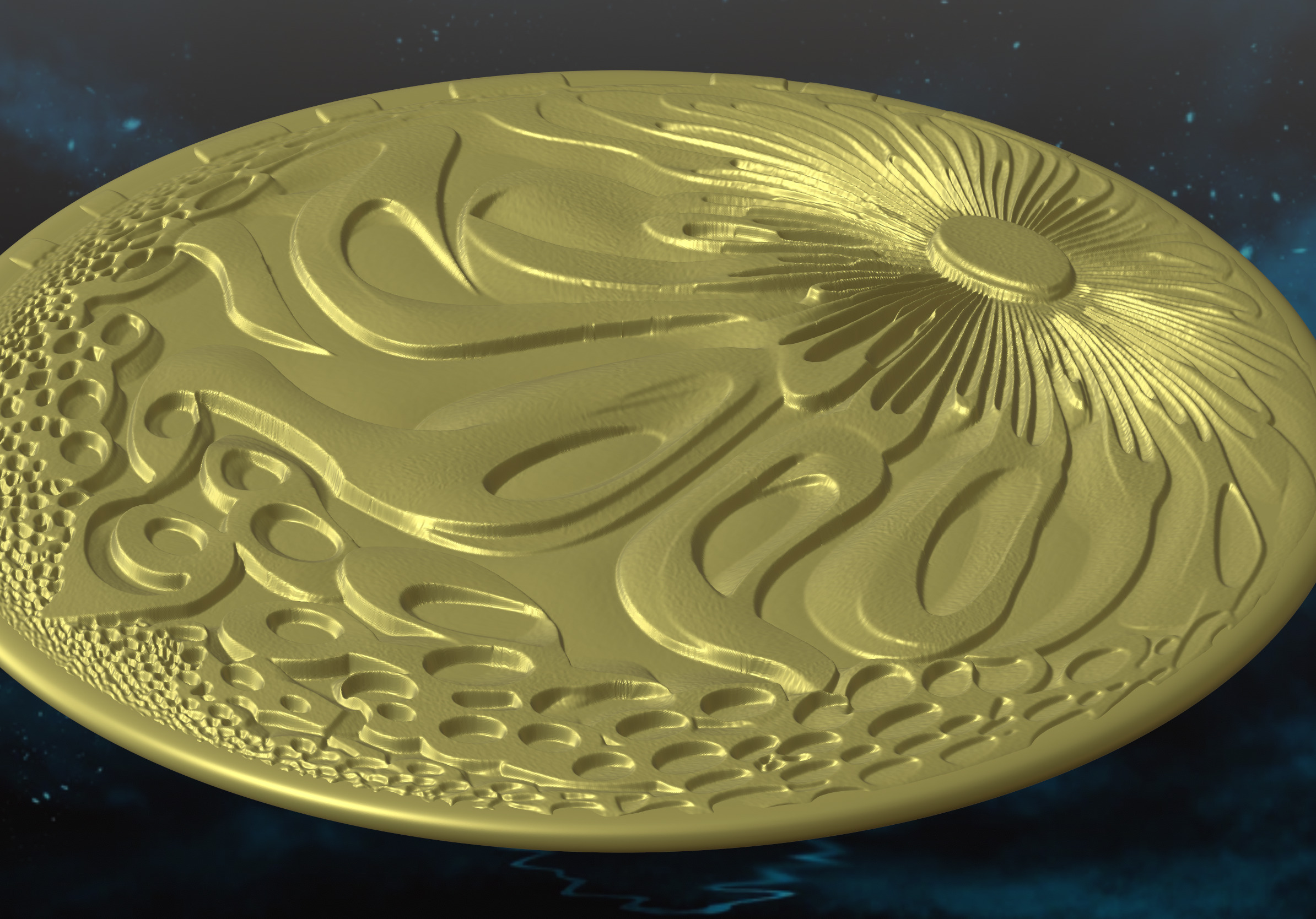 Moon 3D Panel Abstract BasRelief STL Futuristic decor panel 3D print model_7