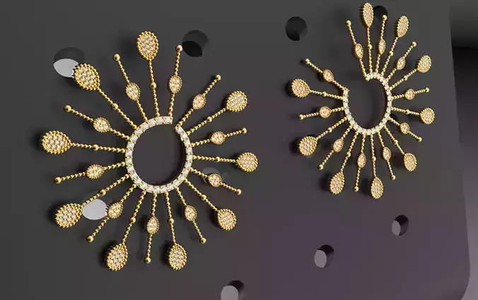 Boucheron - Serpent Boheme Solarite Multi-motif Hoop Earrings 3D print model