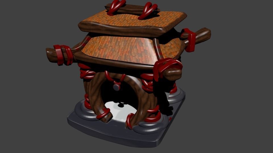Oriental ancient hut Low-poly 3D model_0