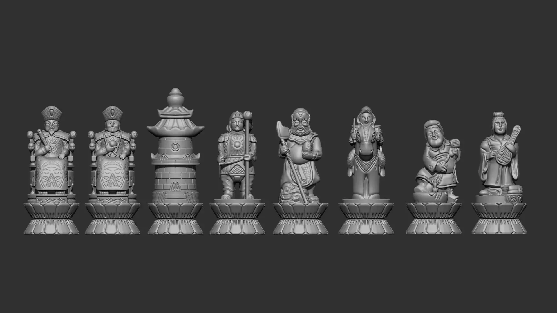 3D Chinese Chess Set 3D print model_0