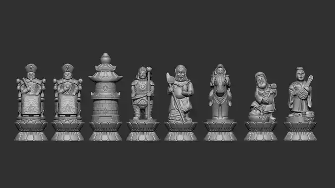 3D Chinese Chess Set 3D print model