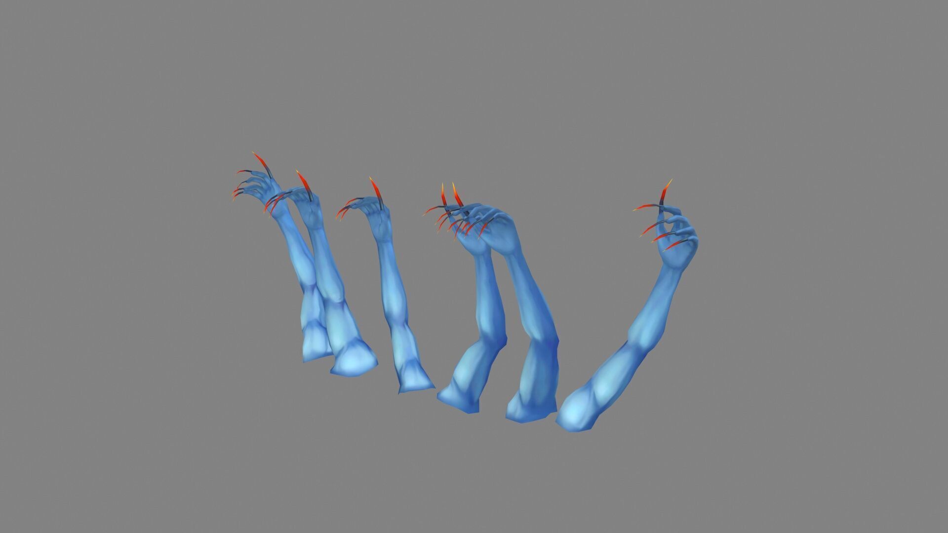 Cartoon zombie hands - Ghost arms Low-poly 3D model_1