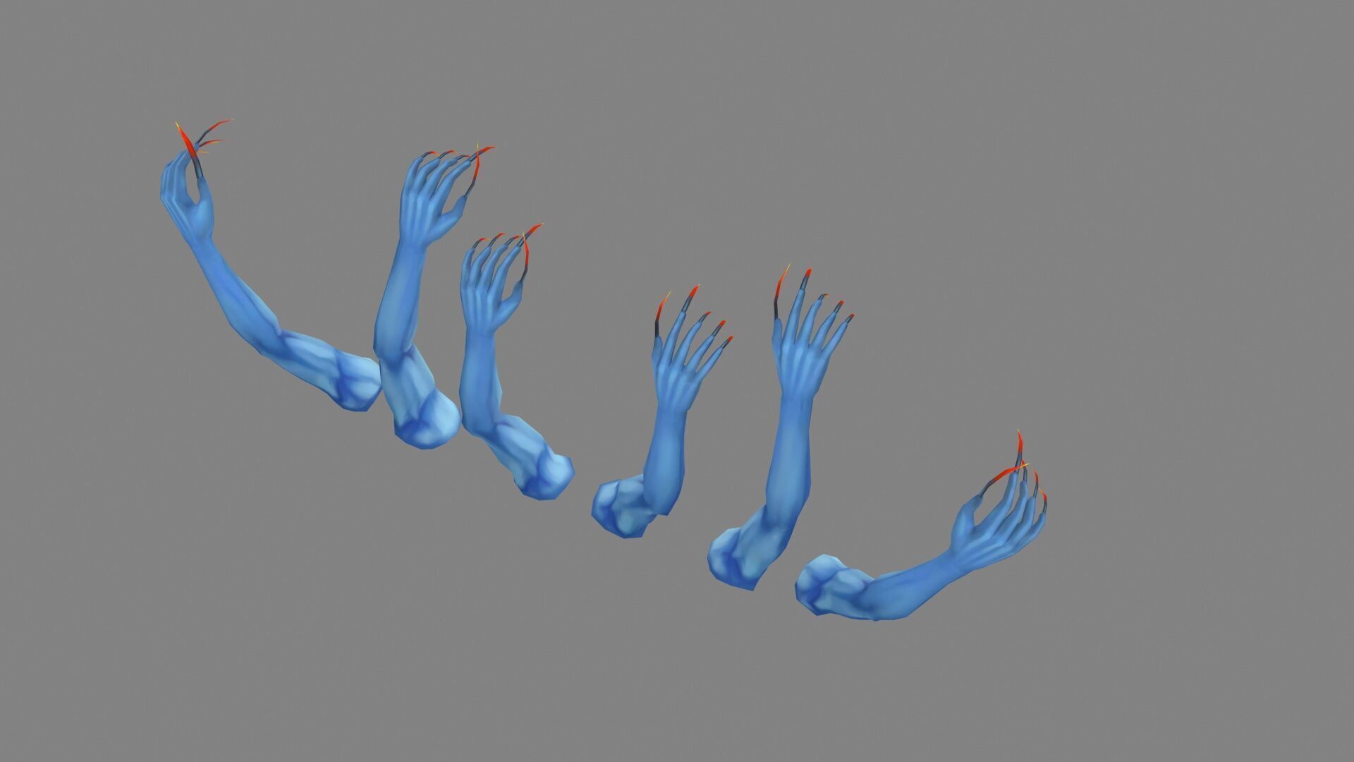 Cartoon zombie hands - Ghost arms Low-poly 3D model_3