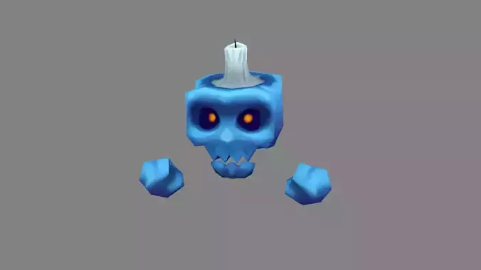 Cartoon Ghost Fire - skull candle