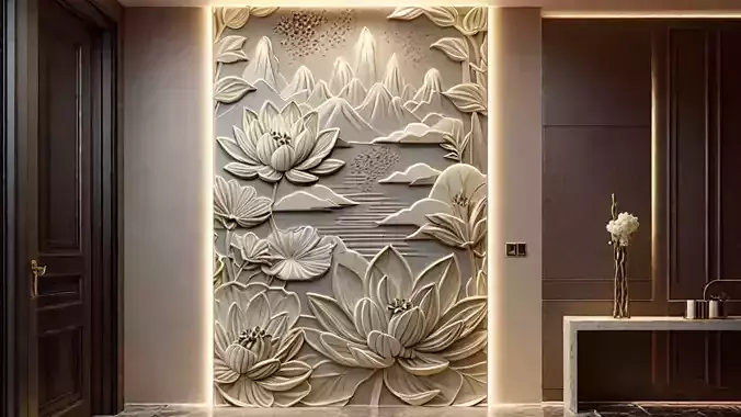 modern panel wall decor set wall relief mural CNC 147 3D