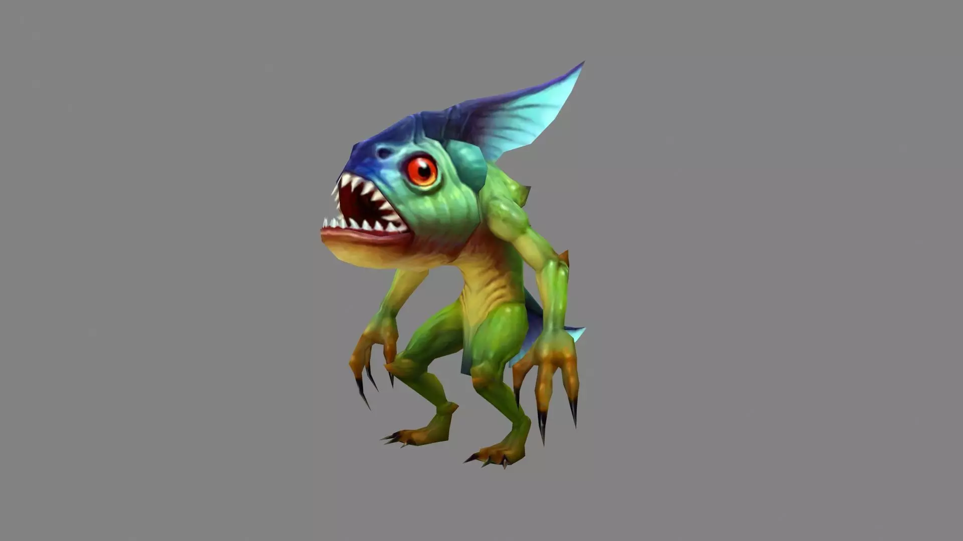 Merman Monster  - Fish Demon Low-poly 3D model_0