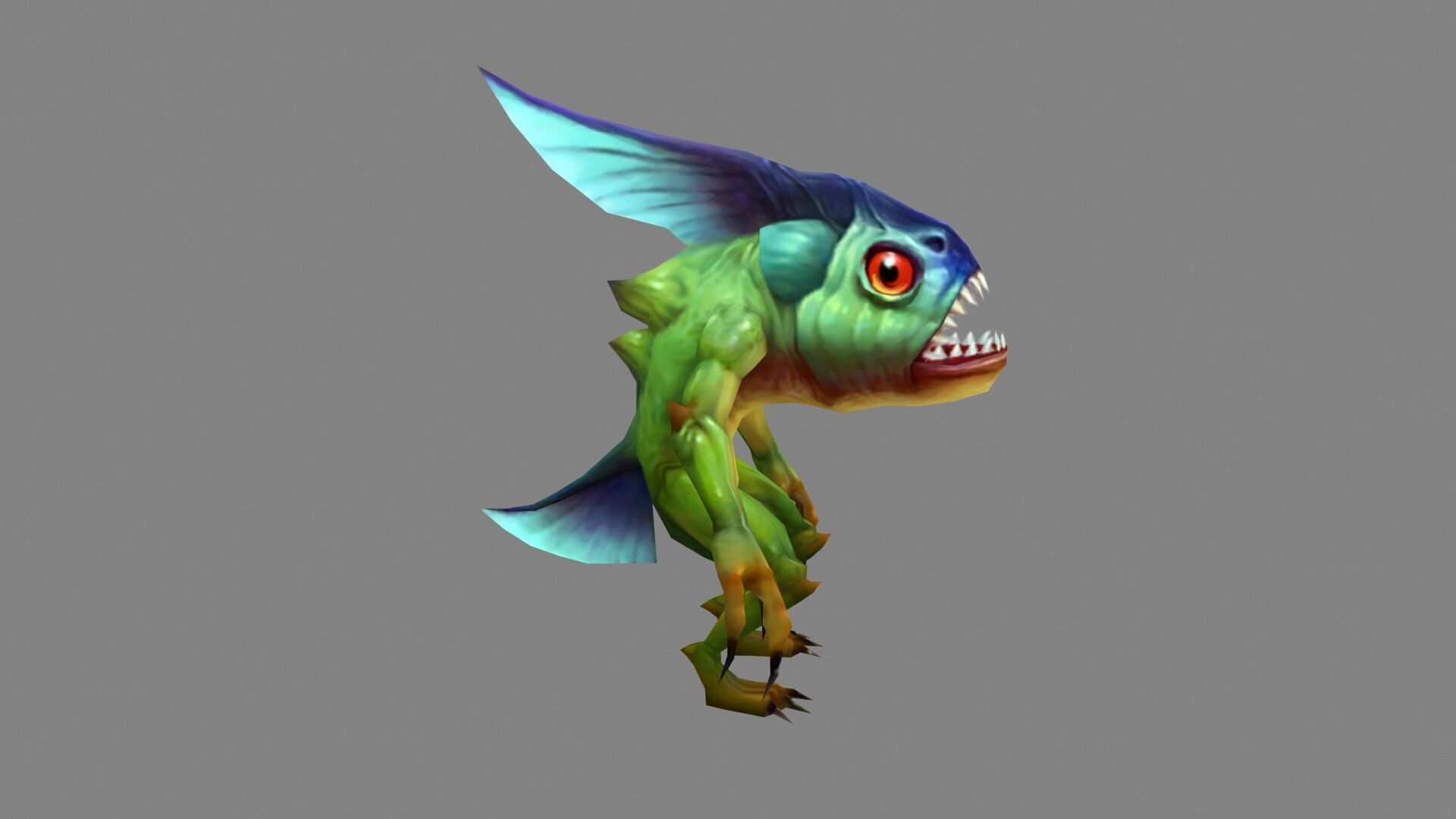 Merman Monster  - Fish Demon Low-poly 3D model_2