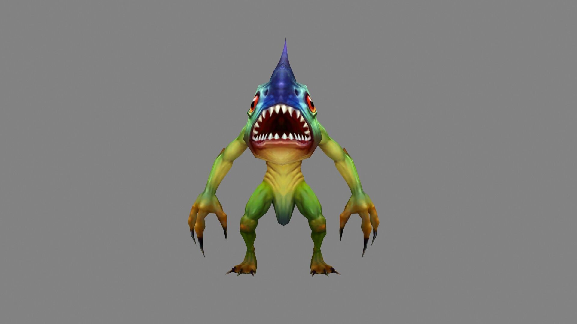 Merman Monster  - Fish Demon Low-poly 3D model_1