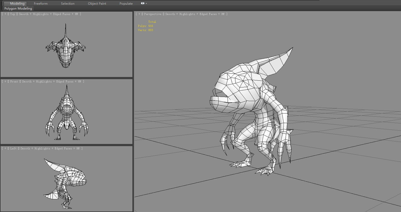 Merman Monster  - Fish Demon Low-poly 3D model_6