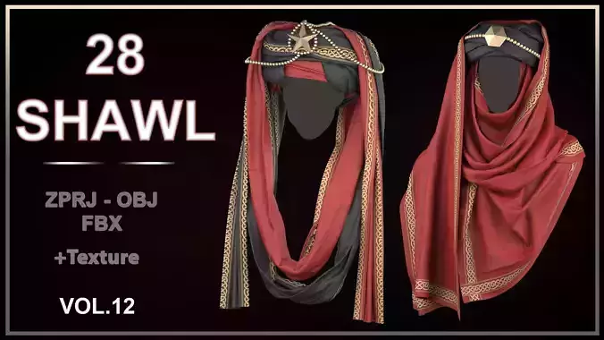 28 shawl Collection 3D model